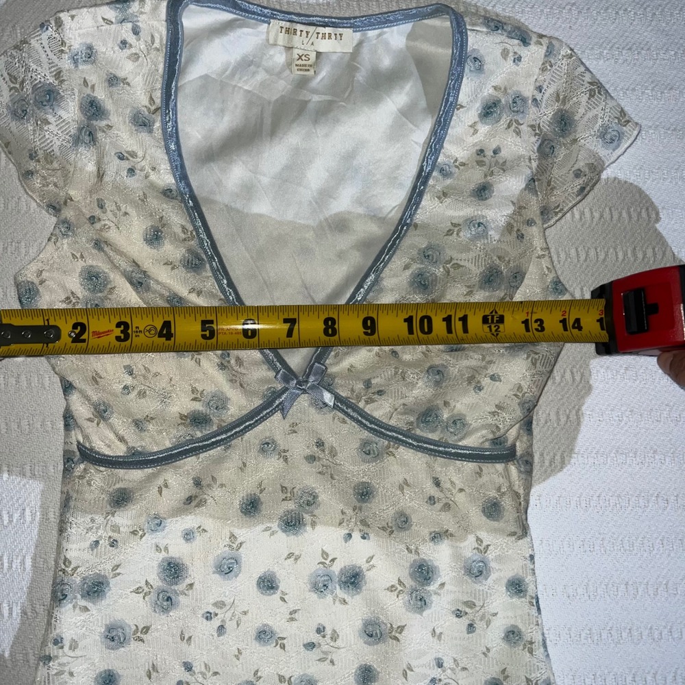 Thirty Thirty Womens Y2K Babydoll Top Size XS Soft Romantic Floral Lace Trim - Picture 6 of 7